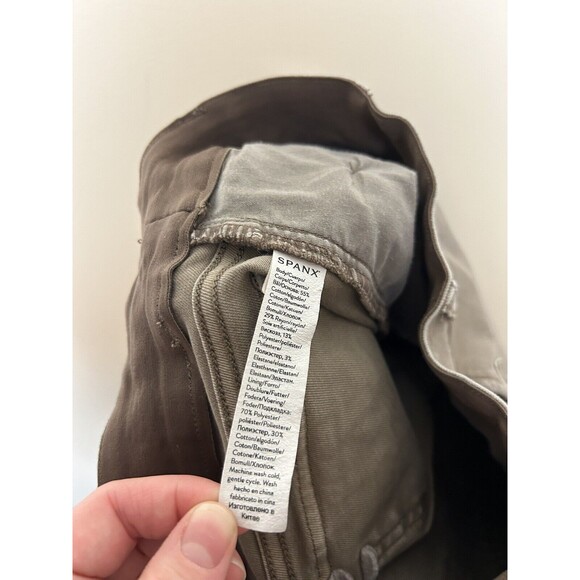 Spanx Stretch Wide Leg Cropped Twill Pant Tan Size Small Tall - Picture 10 of 10